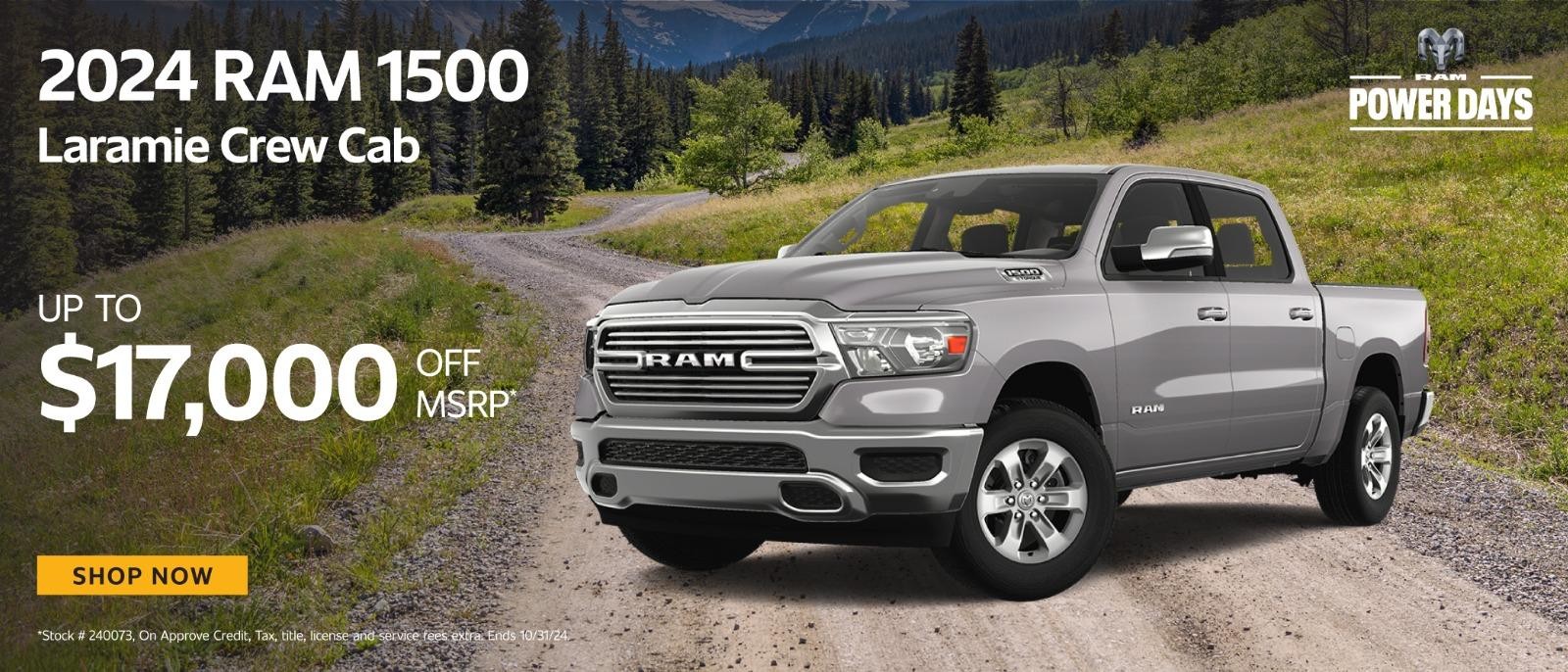 2024 Ram 1500 Laramie Crew Cab $17,000 off MSRP