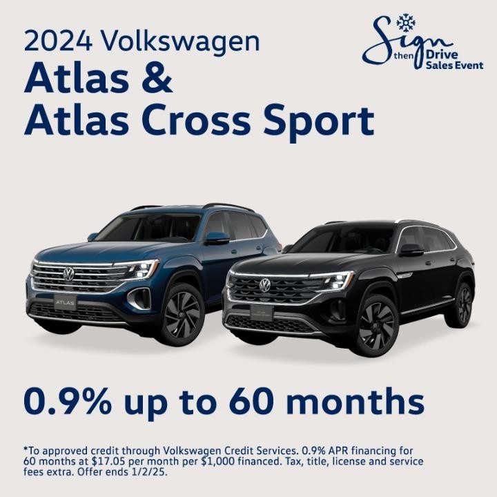 2024 Volkswagen Atlas & Atlas Cross Sport 0.9% up to 60 months