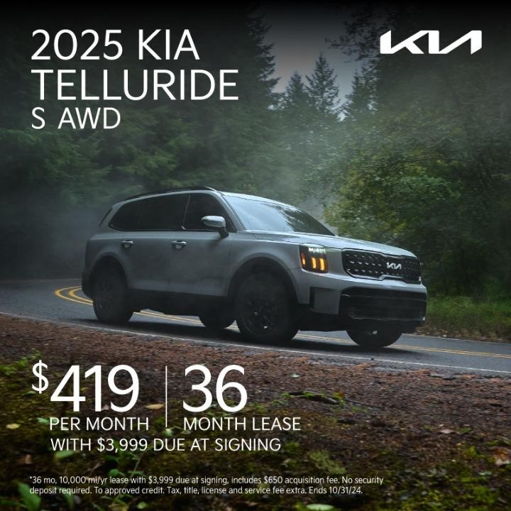 2024 KIA Telluride lease for $419per month for 36 months