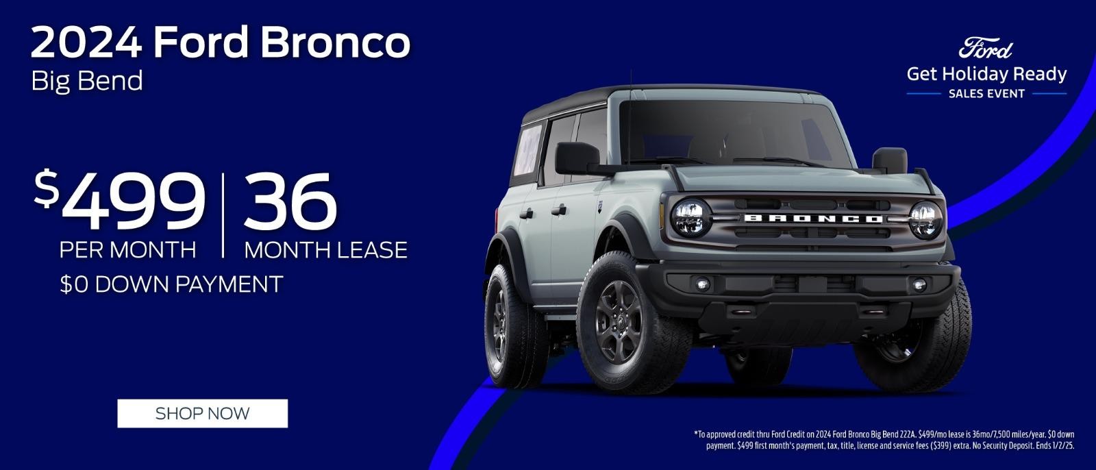 2024 Ford Bronco lease for $499 per month for 36 months