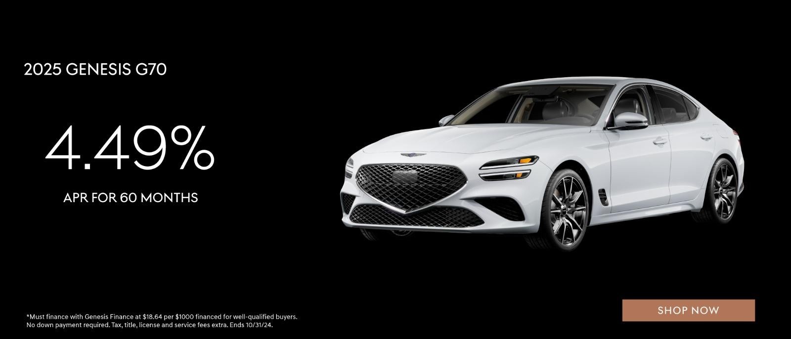 2025 Genesis G70 for 4.49% APR for 60 months