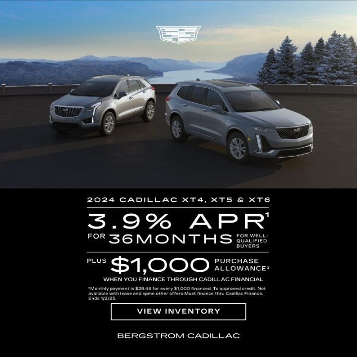 2024 Cadillac XT4,XT5,XT6 3.9% apr FOR 36 MONTHS PLUS $1,000 PURCHASE ALLOWANCE