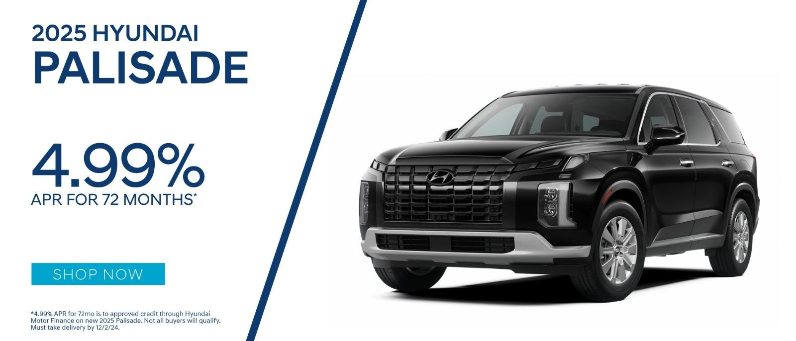 2025 Hyundai Palisade 4.99% APR for 72 months