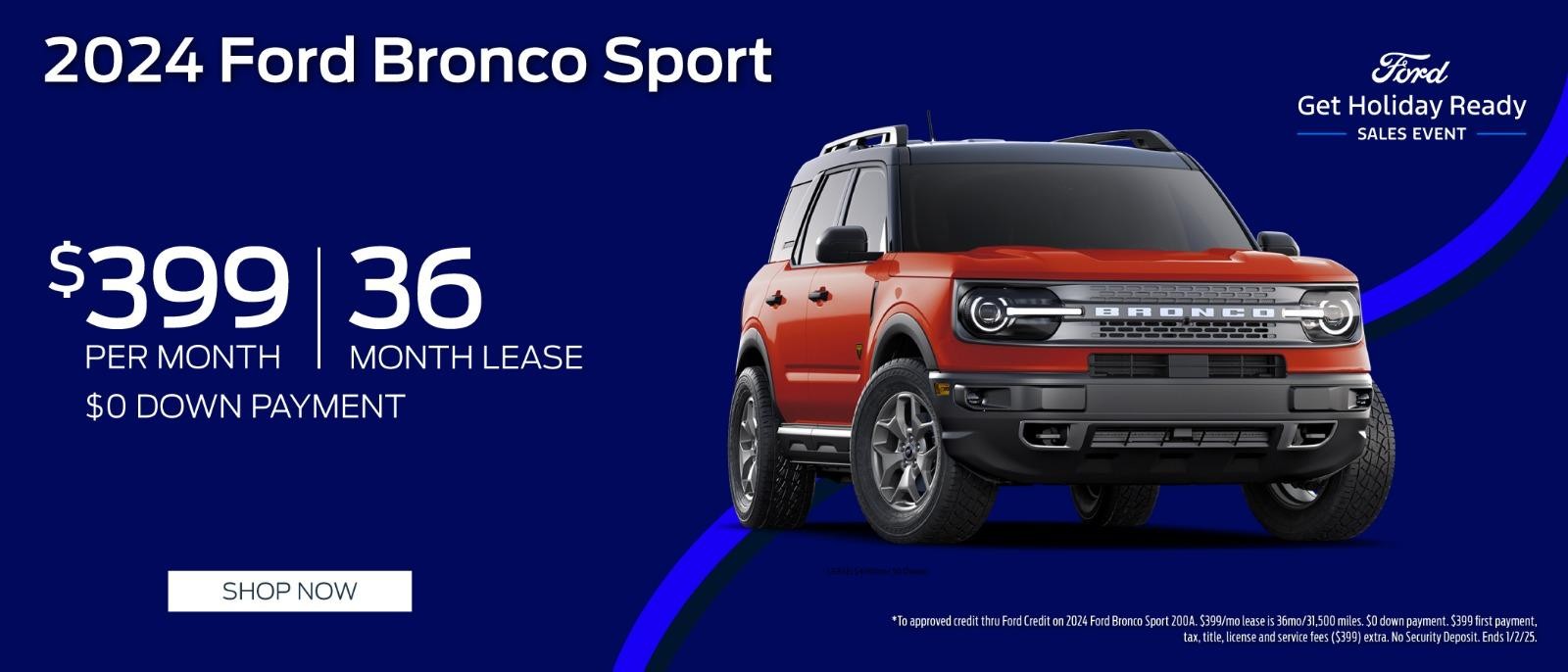 2024 Ford Bronco lease for $399 per month for 36 months