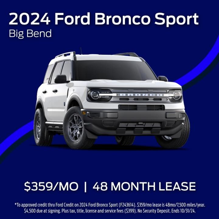 2024 Ford Bronco Lease for $359 per month for 48 months