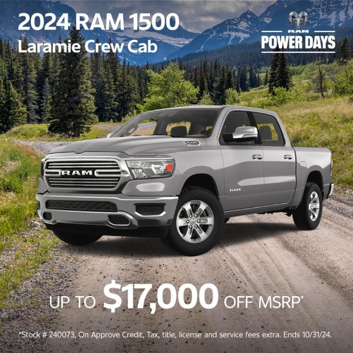 2024 Ram 1500 Laramie Crew Cab $17,000 off MSRP