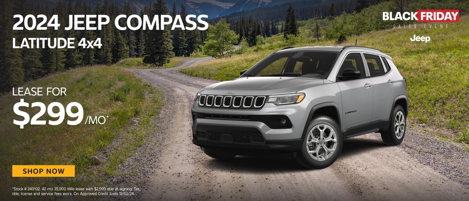 2024 Jeep Compass Latitude 4x4 lease for $299 per month