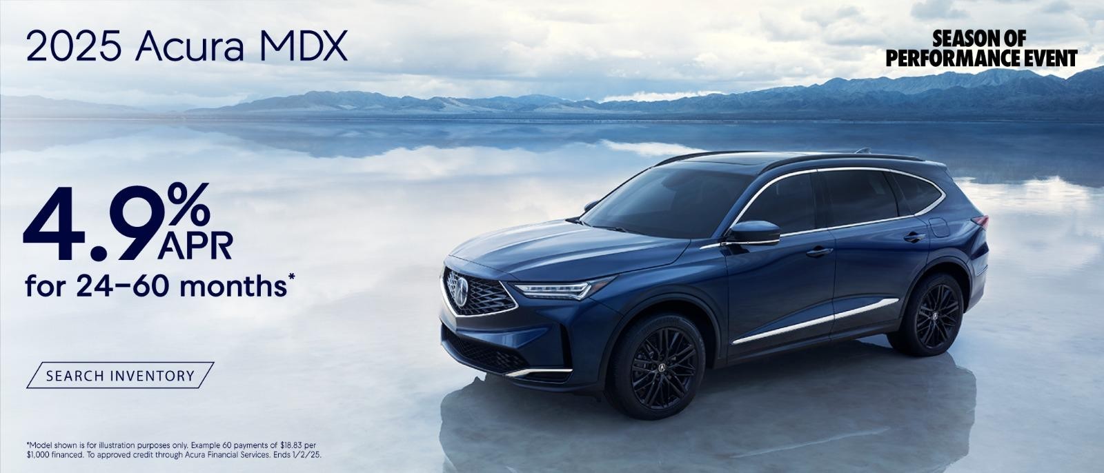 2025 Acura MDX 4.9% APR for 24-60 months