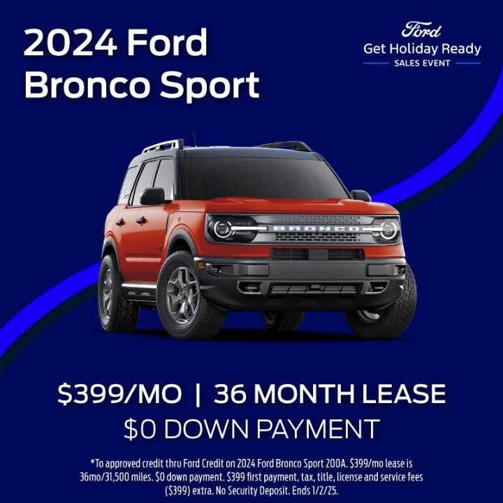 2024 Ford Bronco lease for $399 per month for 36 months