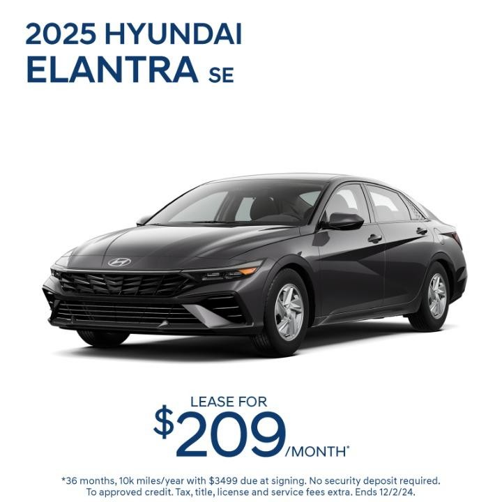 2025 Hyundai Elantra lease for $209 per month