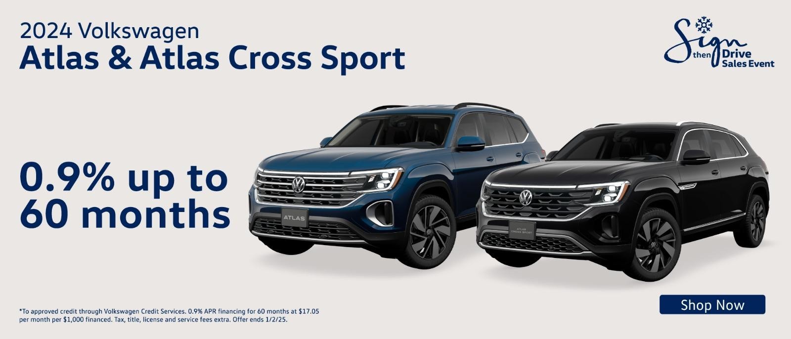 2024 Volkswagen Atlas & Atlas Cross Sport 0.9% up to 60 months