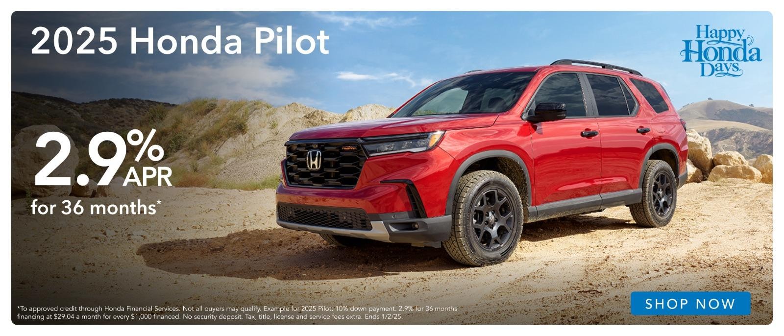 2025 Honda Pilot 2.9% Apr for 60 months