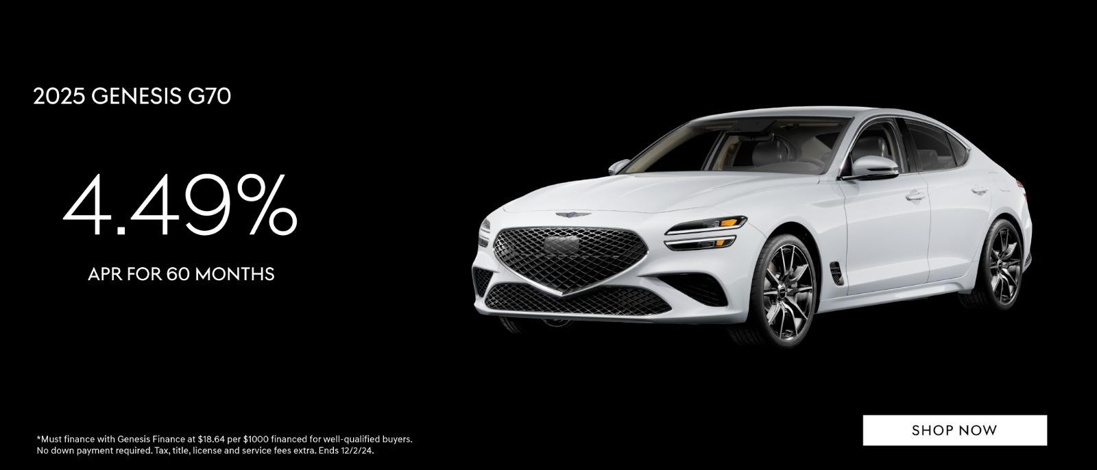 2025 Genesis G70 for 4.49% APR for 60 months