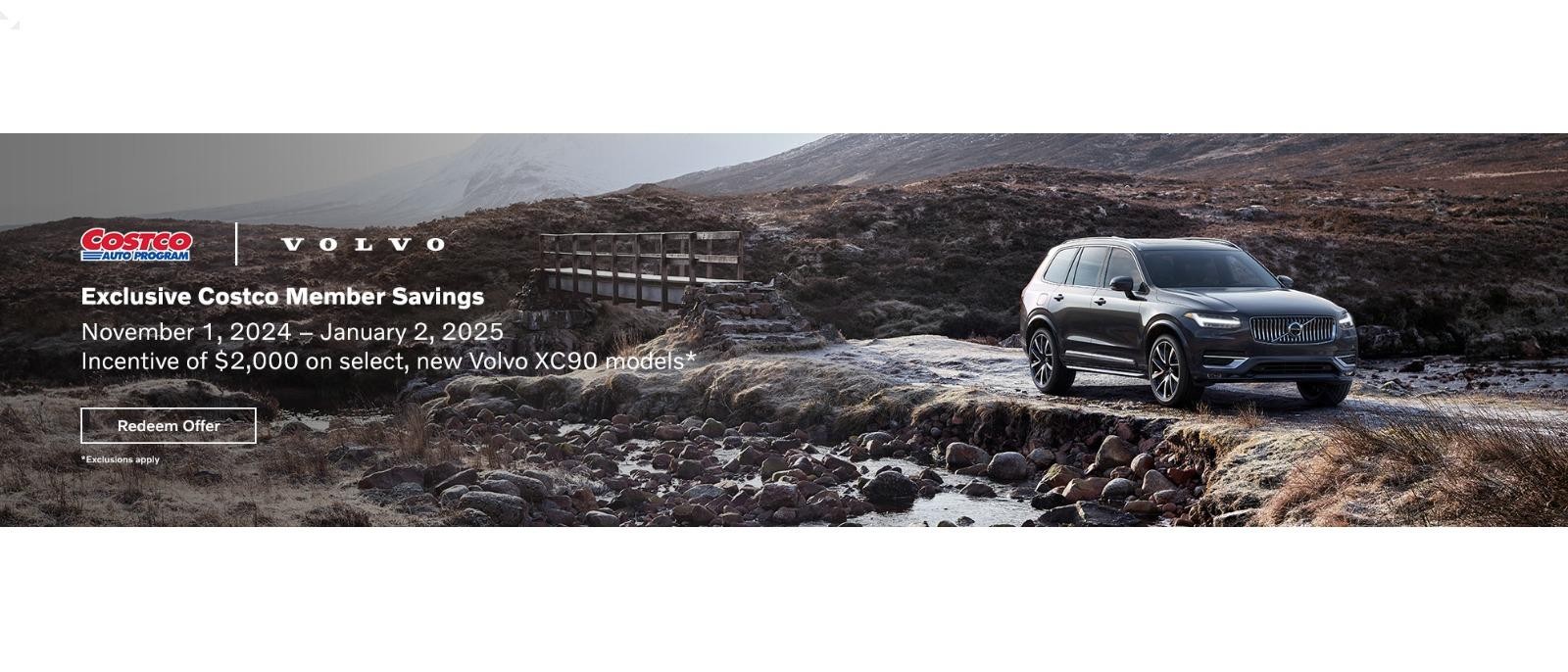 Incentive of $2000 on select, new Volvo XC90 Models.