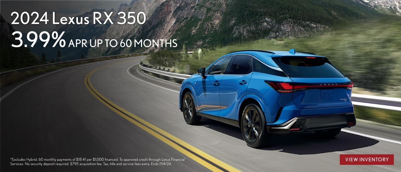 2024 Lexus RX Lease for 3.99% Apr up to 60 months