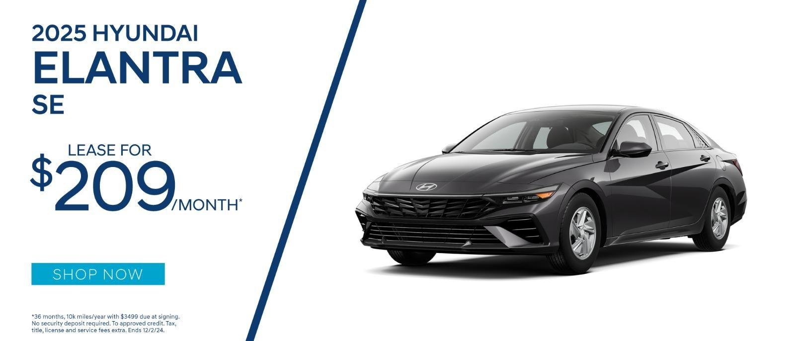 2025 Hyundai Elantra lease for $209 per month