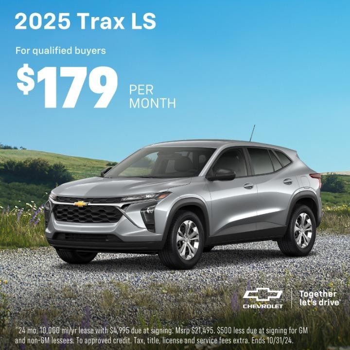 2025 Chevy Trax LS  Lease for $179 per month