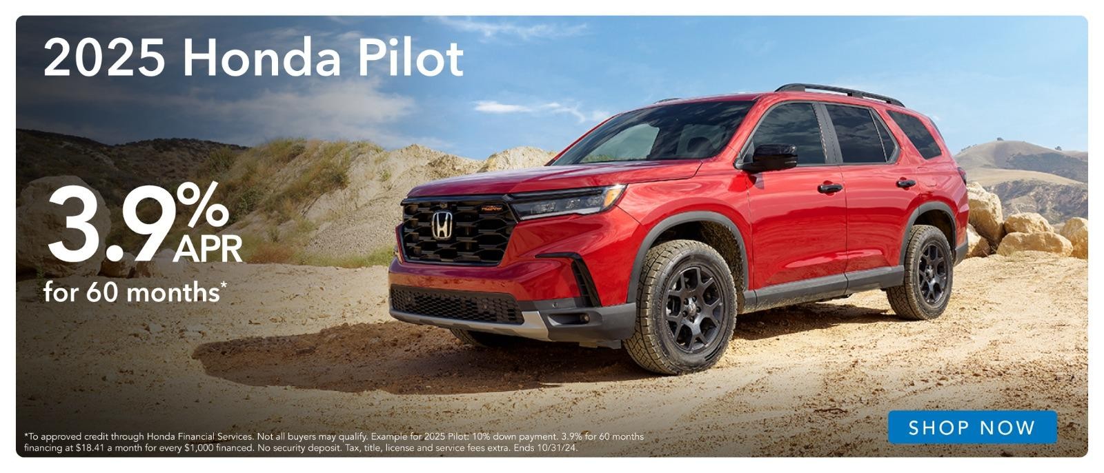 2025 Honda Pilot 3.9% Apr for 60 months