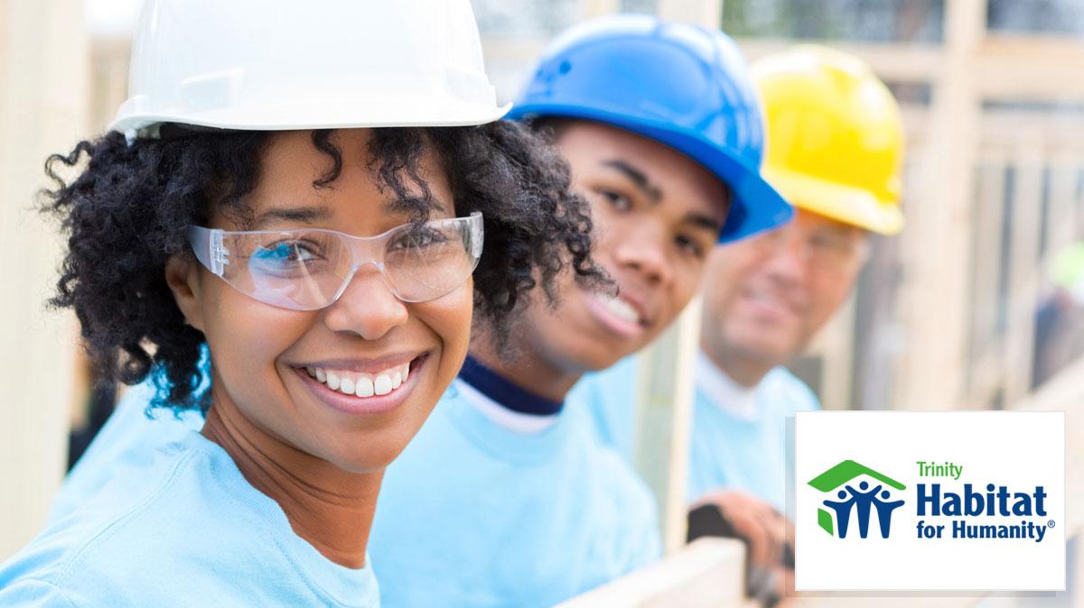Volunteers at a construction site - Habitat for Humanity