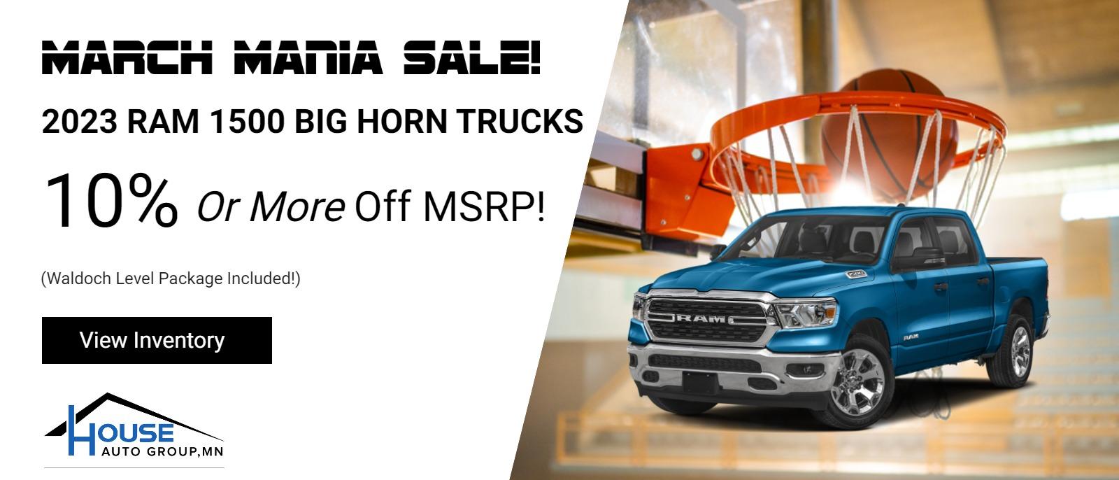 2023 Ram 1500 Big Horn Trucks -- 10% Or More Off MSRP - Waldoch Level Package Included!
