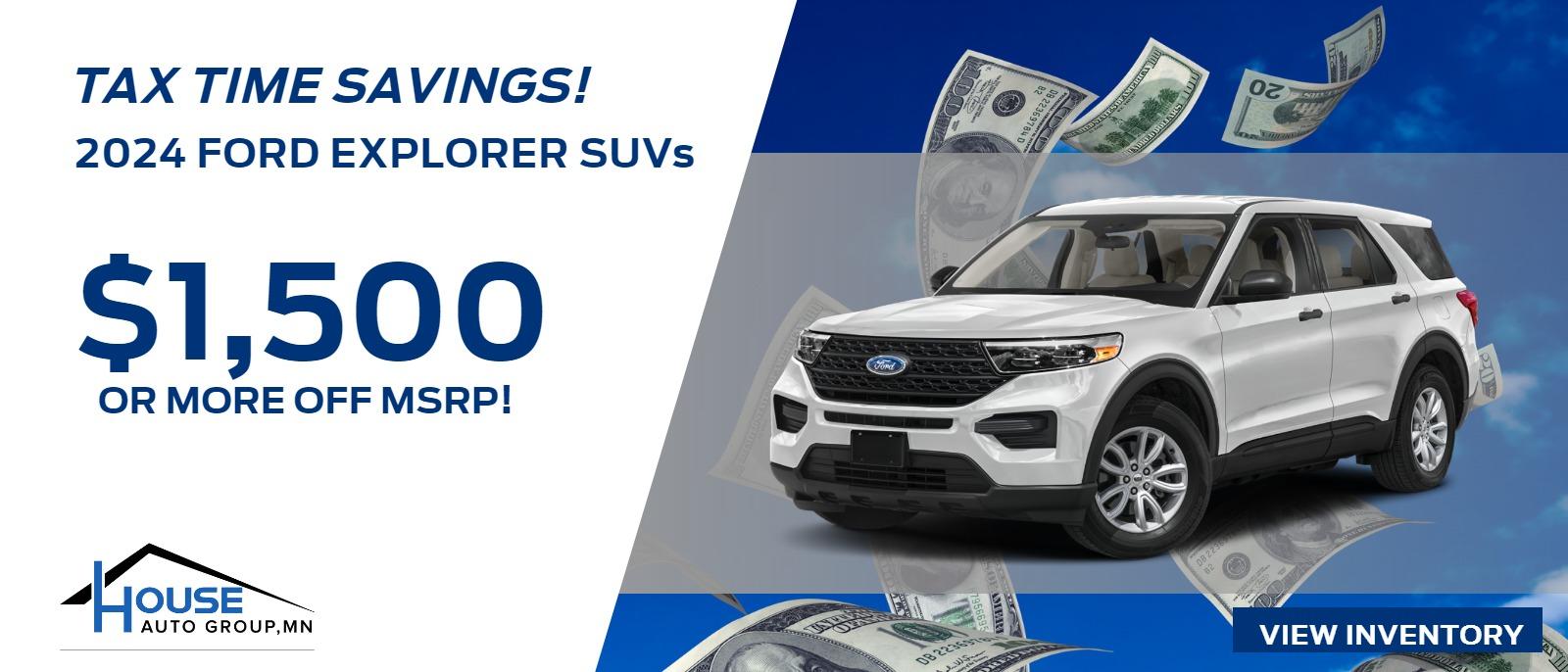 2024 Ford Explorer SUVs -- $1,500 Or More Off MSRP!