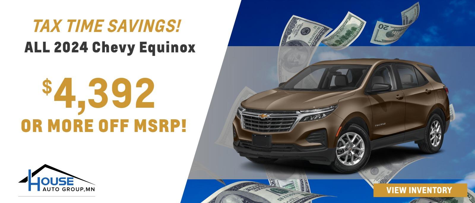 ALL 2024 Chevy Equinox - $4,392 Or More Off MSRP! (Includes $1,000 bonus for owners/lessees of 2010 or newer Chevrolet models.)