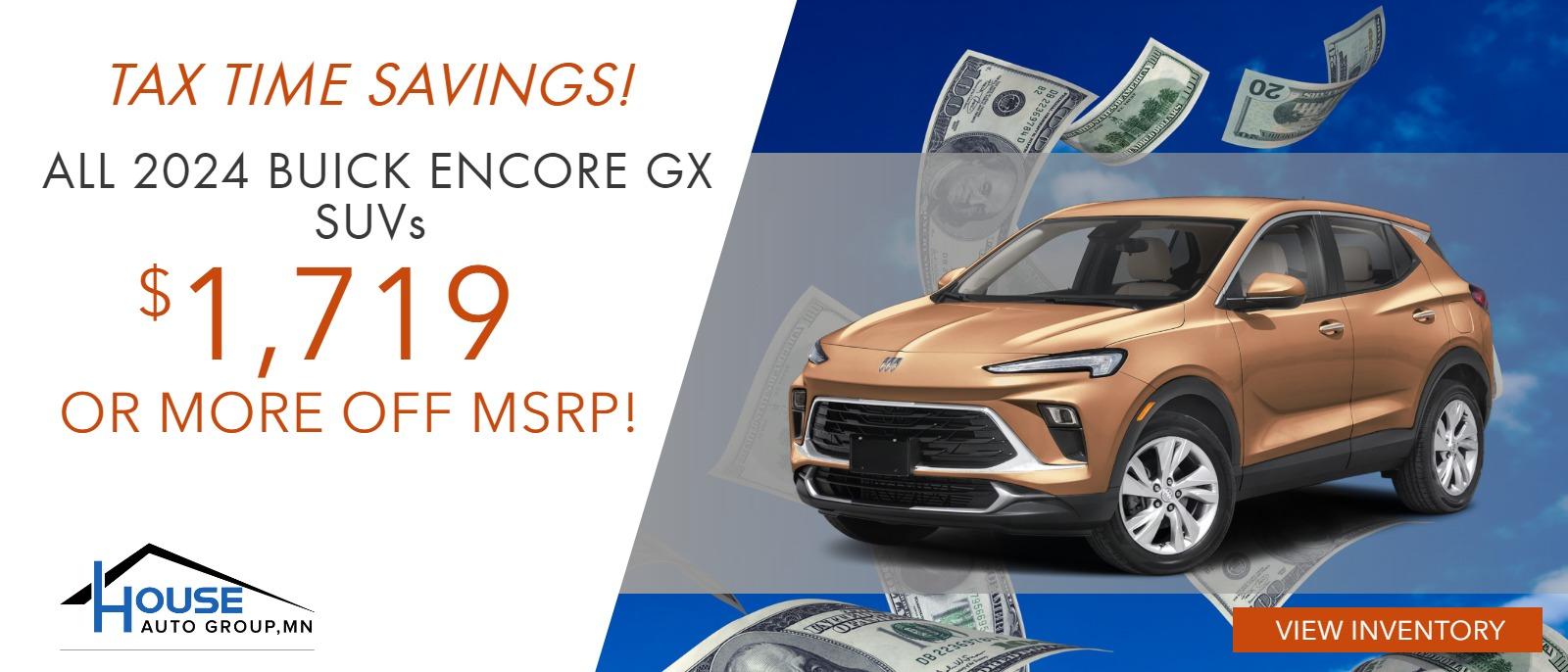ALL 2024 Buick Encore GX SUVs - $1,719 Or More Off MSRP! (Includes $750 bonus cash for non-GM owners/lessees.)