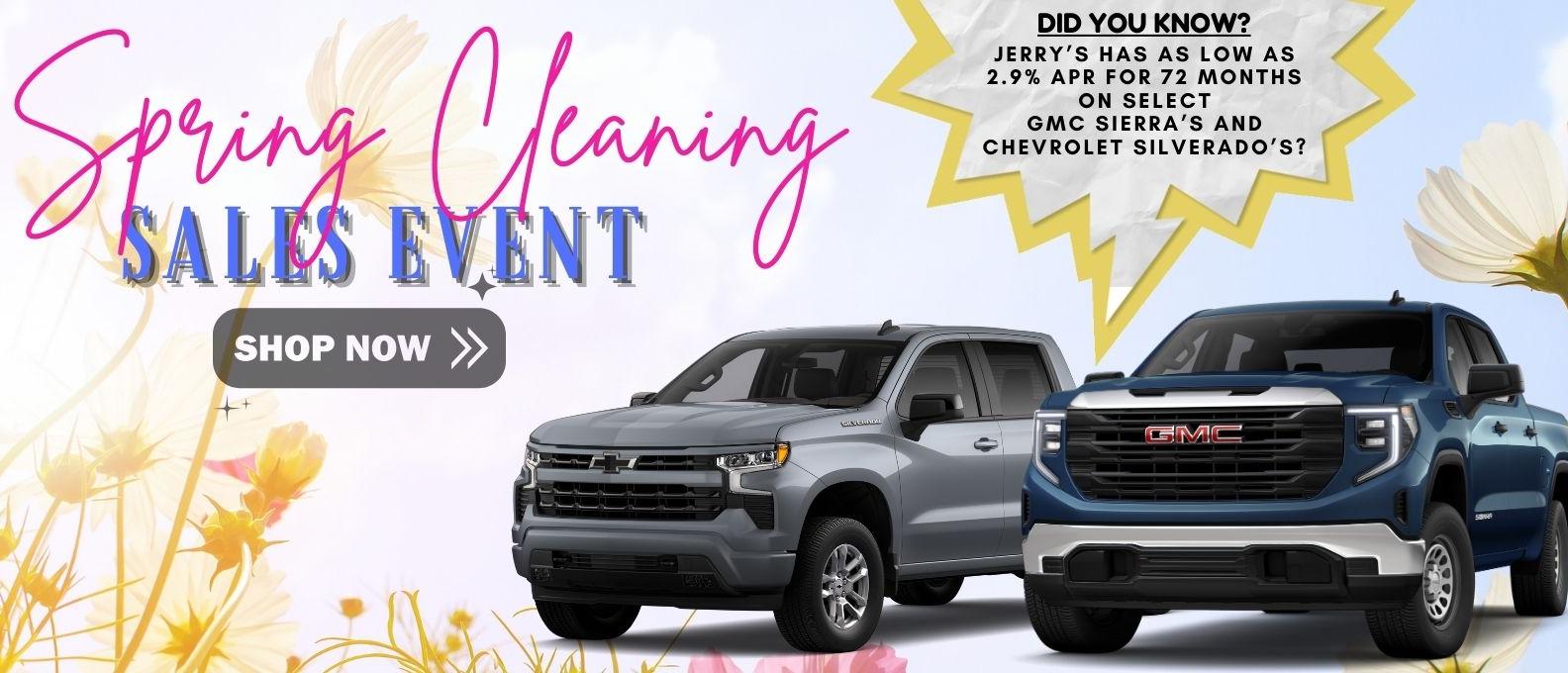 New Vehicle Specials at Jerry's.   Get as low as 2.9% APR for 72 months on select units.  W.A.C. 