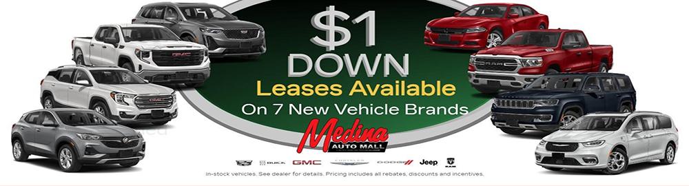 $1DOWNLeases AvailableOn 7 New Vehicle Brands