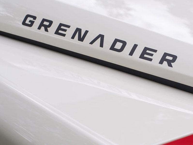 Exterior close up of INEOS Grenadier logo