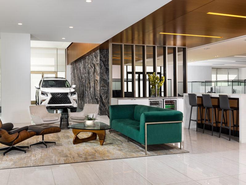 New front lounge of Sewell Lexus of Fort Worth taken in 2023.