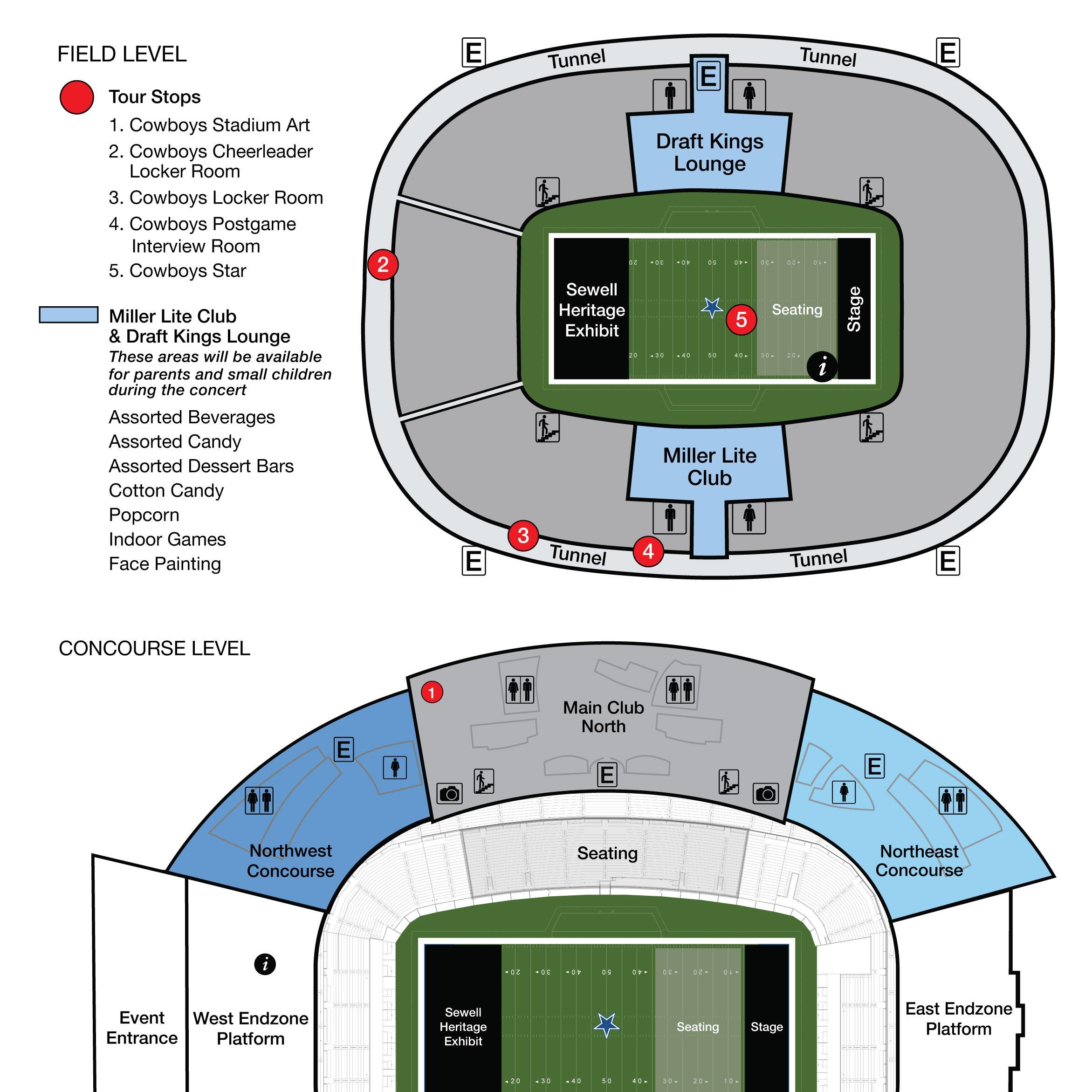 AT&T Stadium - Tour Stops Map