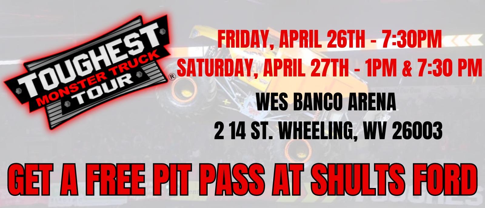 Monster Truck Tour - Get a Free Pit pass at Shults Ford