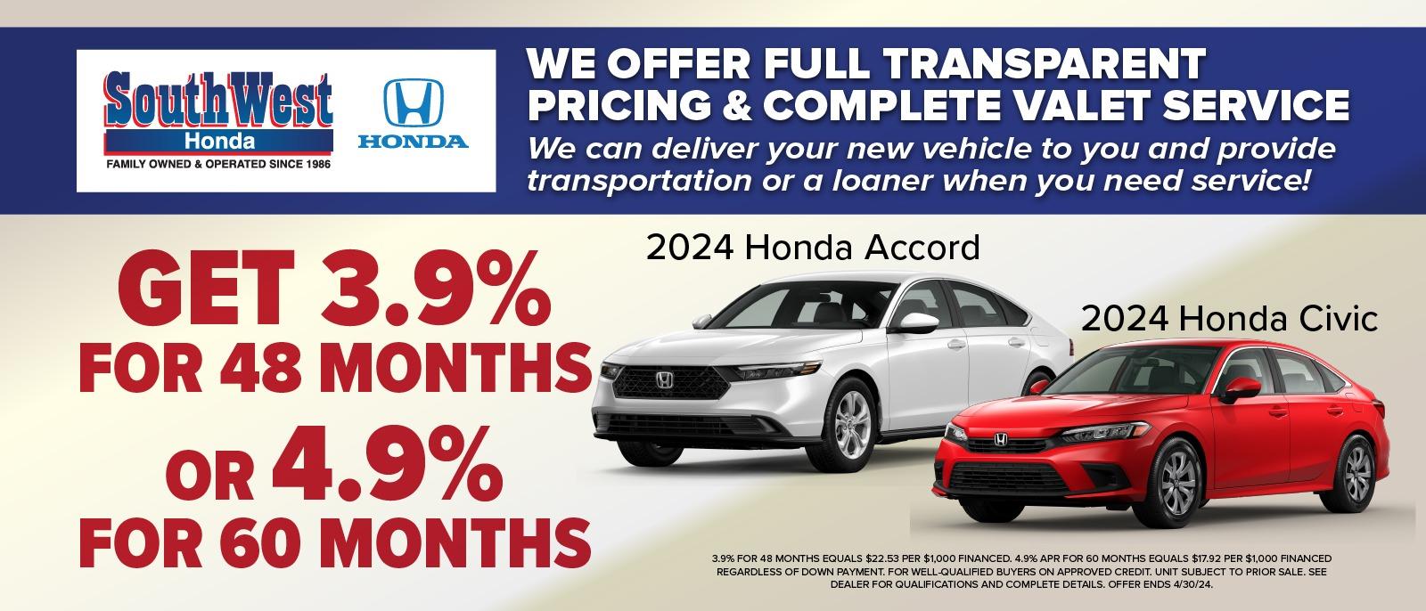 Honda Accord Civic Specials!⚾