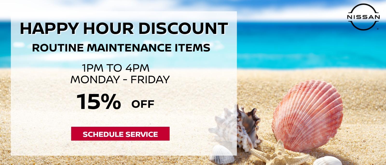 Happy Hour Discount
1pm to 4pm
Monday - Friday
Routine Maintenance Items
15% off