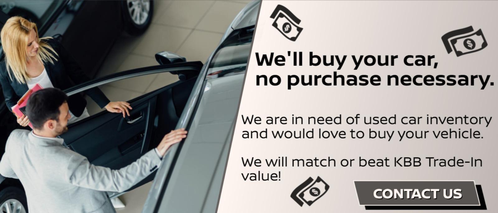 We'll buy your vehicle, no purchase necessary