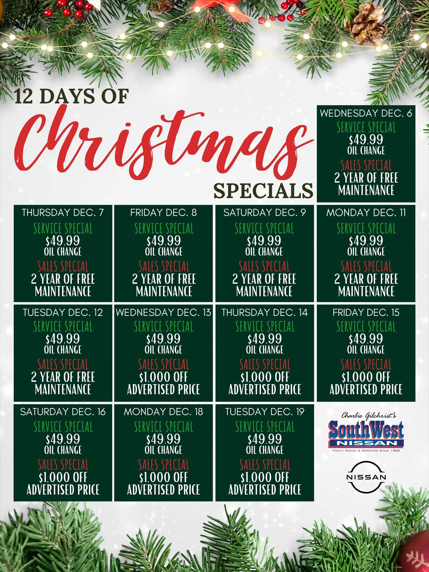 12 Days of Christmas Specials SouthWest Nissan