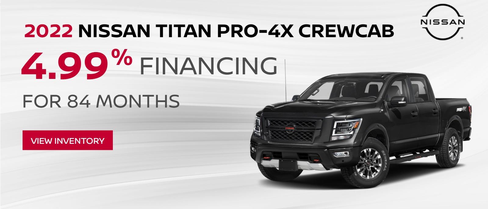 2022 Titan Pro-4X crewcab
3.99%, 75 months
