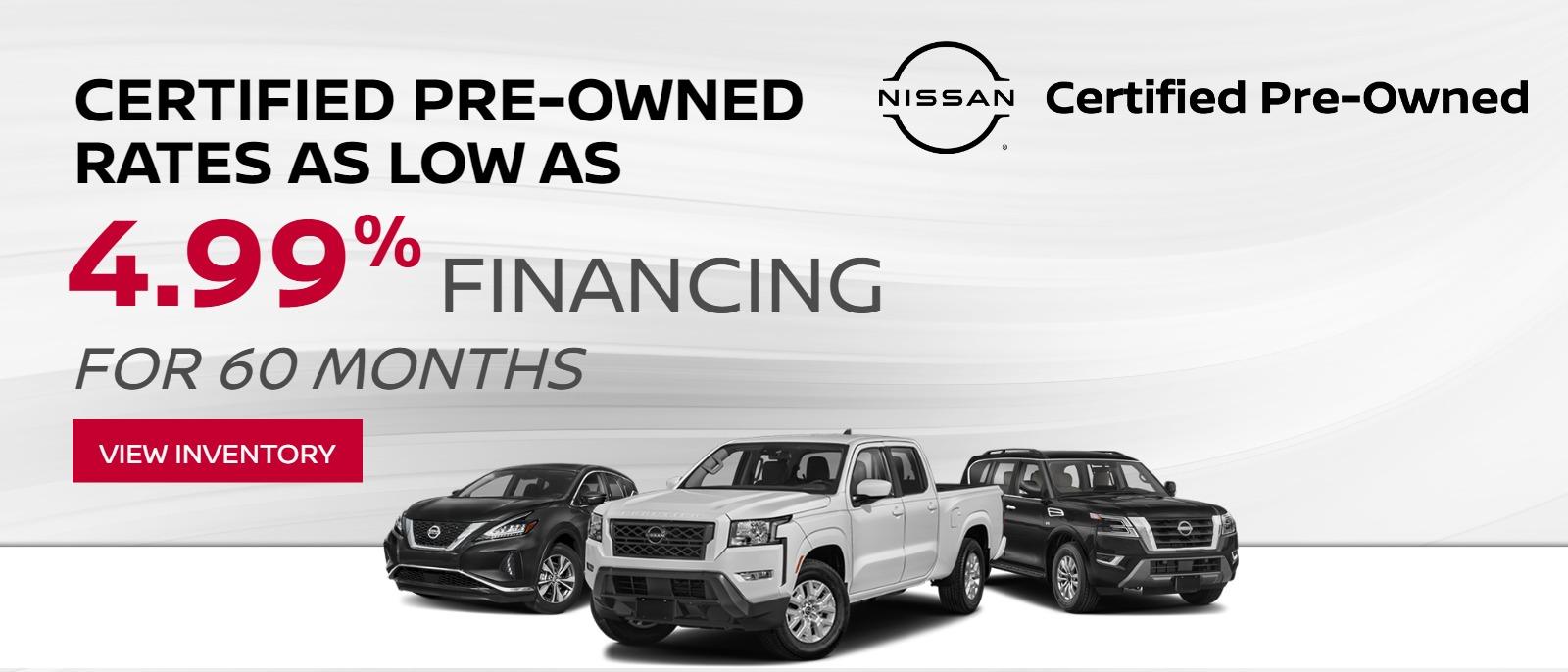 Certified Pre-owned, rates as low as 3.99% for 60 months