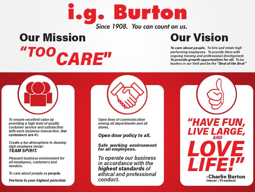 i g burton mission statement