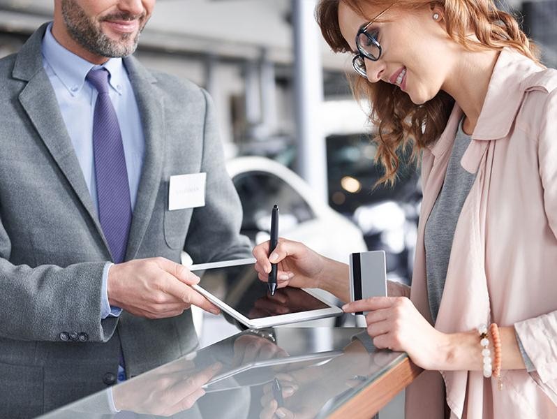 Woman Buying a Car