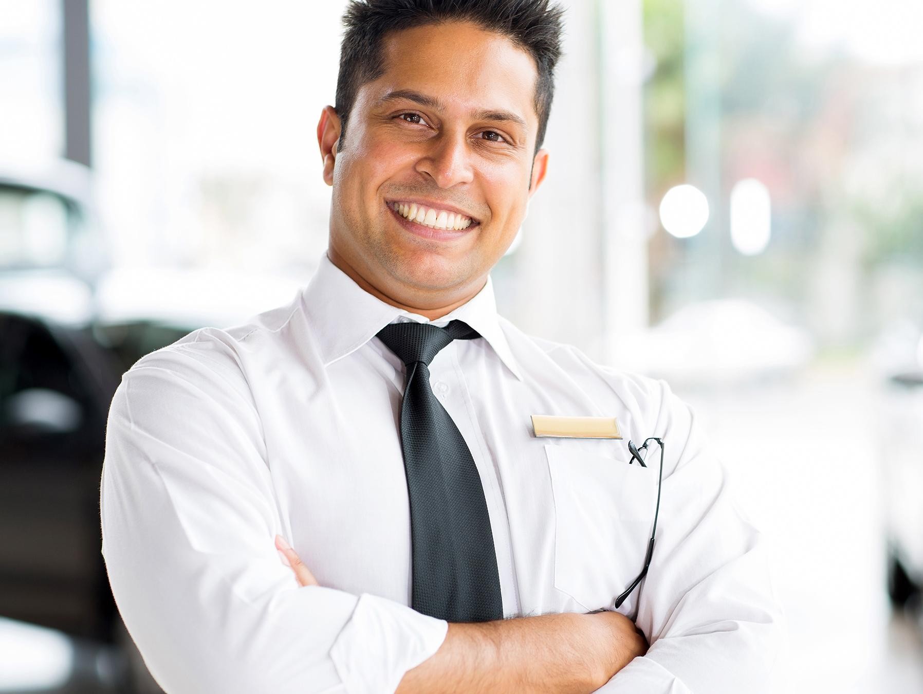 Office worker smiling at camera